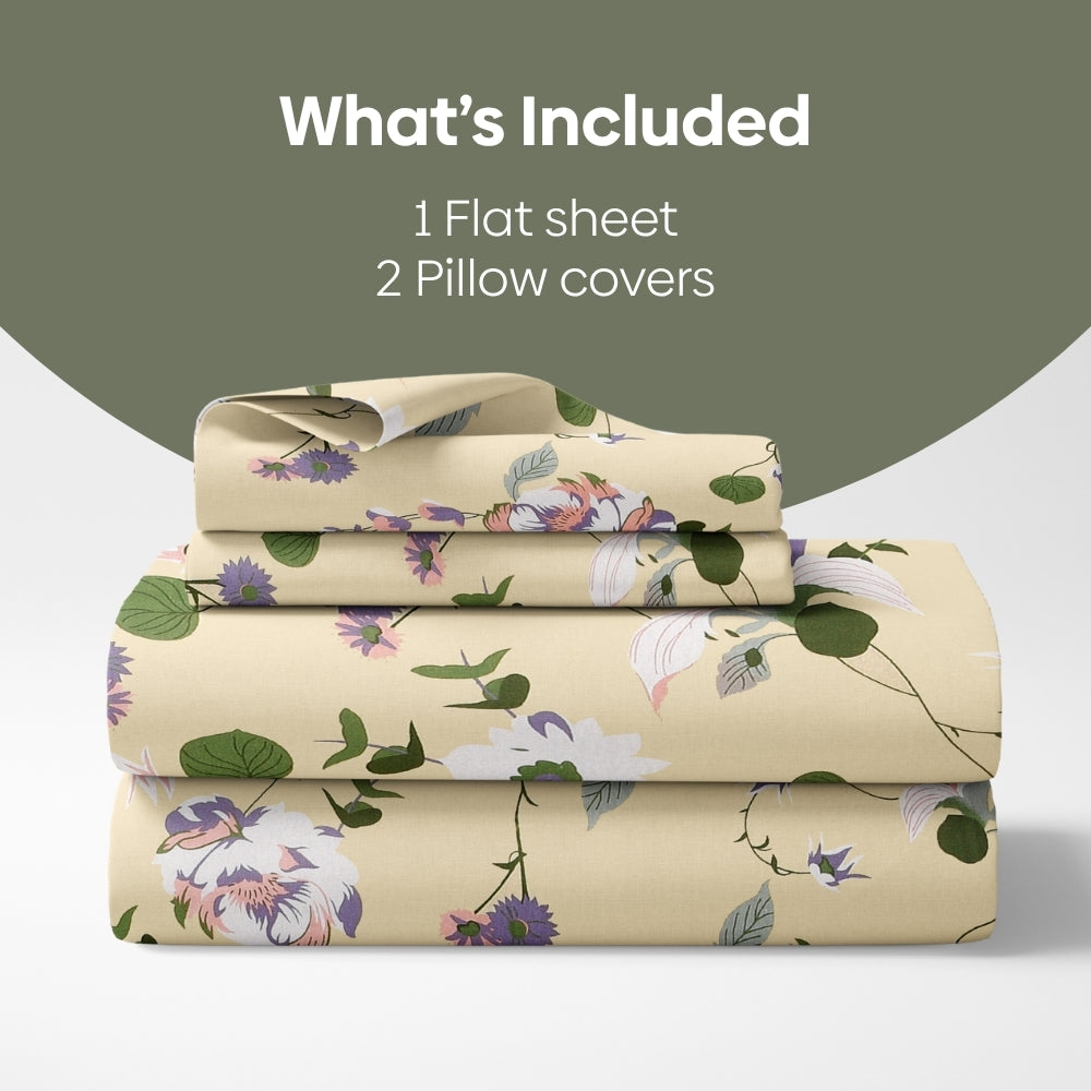 Bold Floral 100% Cotton King Size Bedsheet, 144 TC