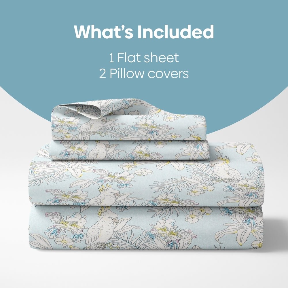 Tropical Bird, 100% Cotton King Fitted Bedsheet, 144 TC - Bedsheets | haus & kinder