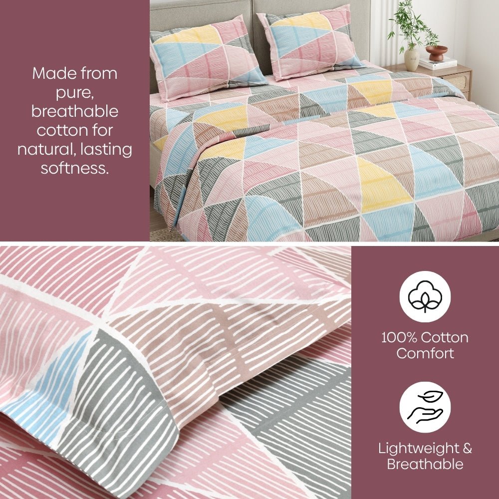 Pyramid Retreat 100% Cotton King Size Bedsheet, 144 TC - Bedsheets | haus & kinder