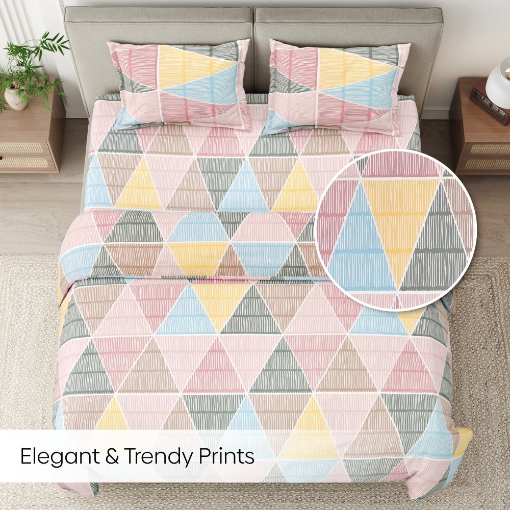 Pyramid Retreat 100% Cotton King Size Bedsheet, 144 TC - Bedsheets | haus & kinder