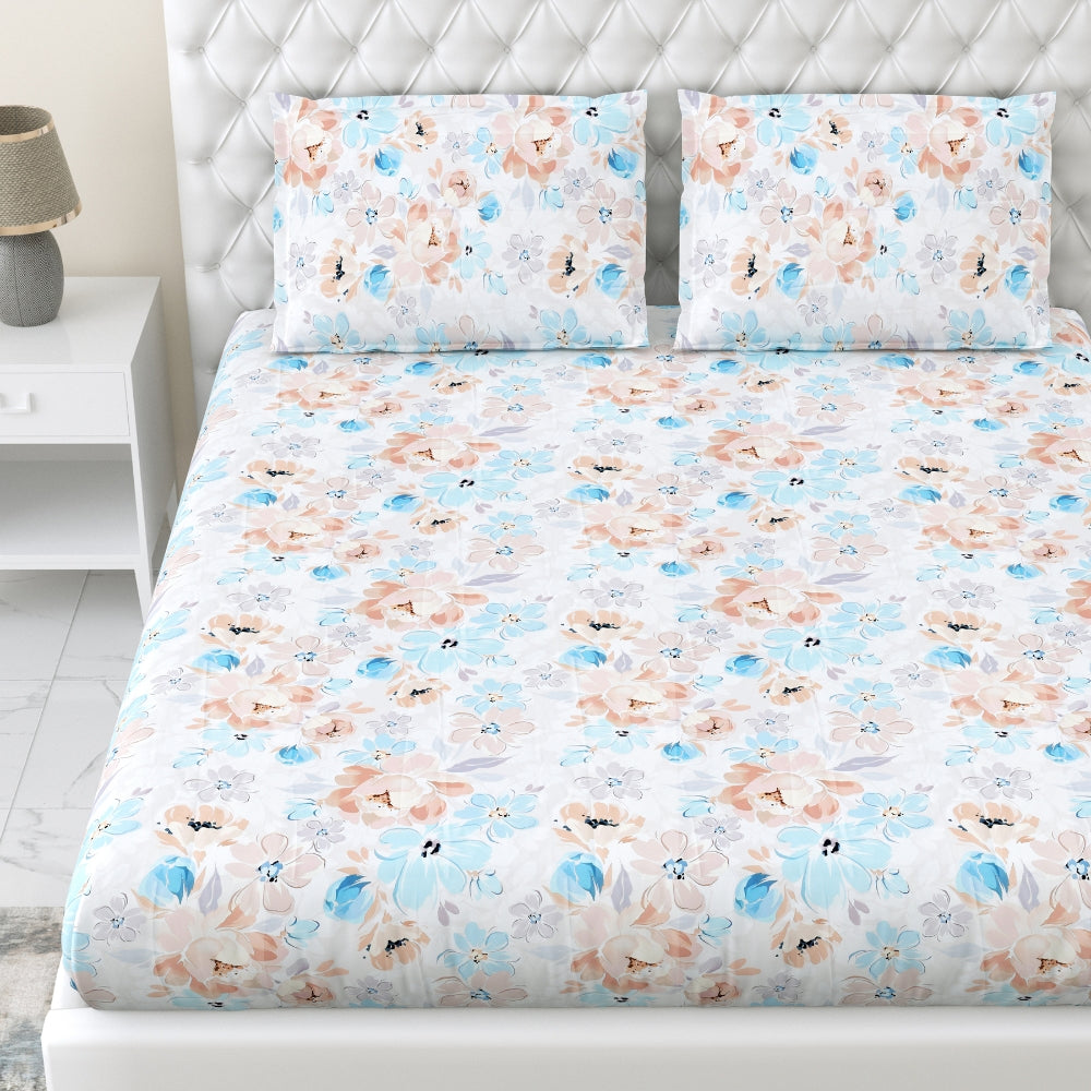 300 TC Satin Royale Bedsheet Aurelia Petals, Multicolor