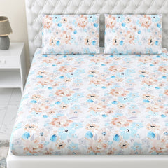 300 TC Satin Royale Bedsheet Aurelia Petals, Multicolor - King Size | haus & kinder