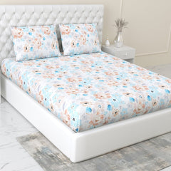 300 TC Satin Royale Bedsheet Aurelia Petals, Multicolor - King Size | haus & kinder