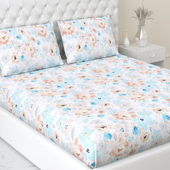 300 TC Satin Royale Bedsheet Aurelia Petals, Multicolor - King Size | haus & kinder
