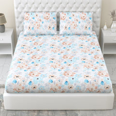 300 TC Satin Royale Bedsheet Aurelia Petals, Multicolor - King Size | haus & kinder