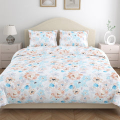 300 TC Satin Royale Bedsheet Aurelia Petals, Multicolor - King Size | haus & kinder