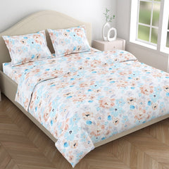 300 TC Satin Royale Bedsheet Aurelia Petals, Multicolor - King Size | haus & kinder