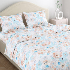 300 TC Satin Royale Bedsheet Aurelia Petals, Multicolor - King Size | haus & kinder