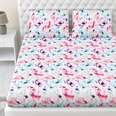 300 TC Satin Royale Bedsheet Floreal Mystique, Multicolor - King Size | haus & kinder