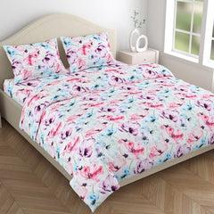 300 TC Satin Royale Bedsheet Floreal Mystique, Multicolor - King Size | haus & kinder