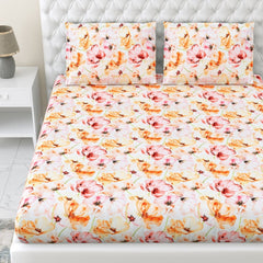 300 TC Satin Royale Bedsheet Seraphine Blossom, Multicolor - King Size | haus & kinder