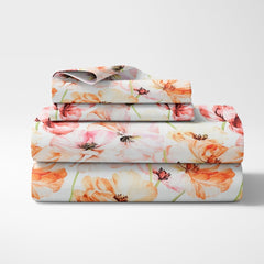 300 TC Satin Royale Bedsheet Seraphine Blossom, Multicolor - King Size | haus & kinder