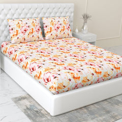 300 TC Satin Royale Bedsheet Seraphine Blossom, Multicolor - King Size | haus & kinder