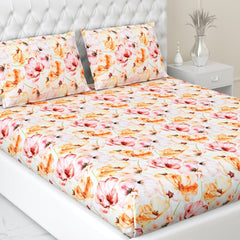 300 TC Satin Royale Bedsheet Seraphine Blossom, Multicolor - King Size | haus & kinder