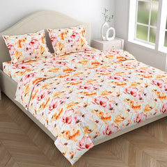 300 TC Satin Royale Bedsheet Seraphine Blossom, Multicolor - King Size | haus & kinder