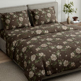 Rose Cascade 100% Cotton Double Flat Bedsheet, Taupe Brown - 144 TC - Bedsheets | haus & kinder