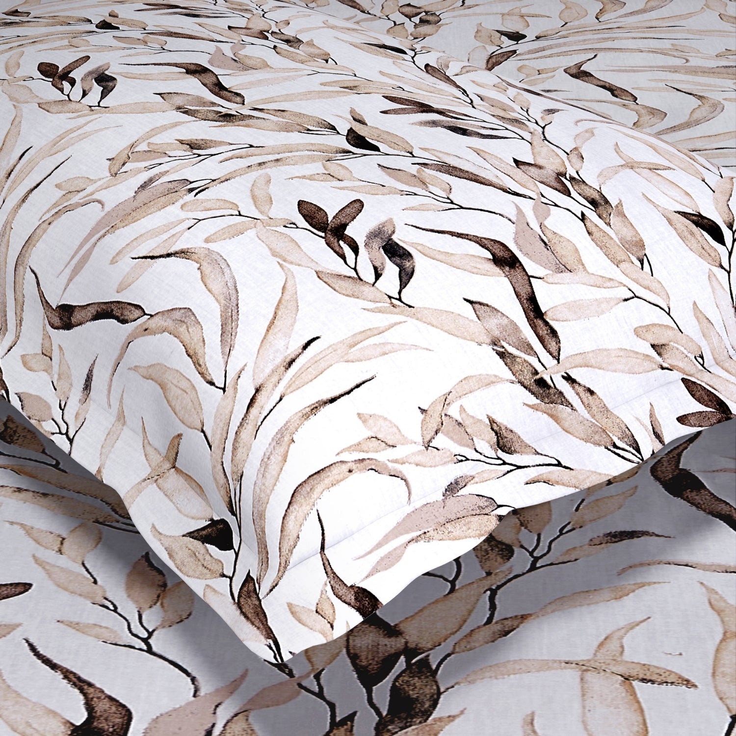 Whispering Willow 100% Cotton Double Flat Bedsheet, Ash Brown - 186 TC - Bedsheets | haus & kinder