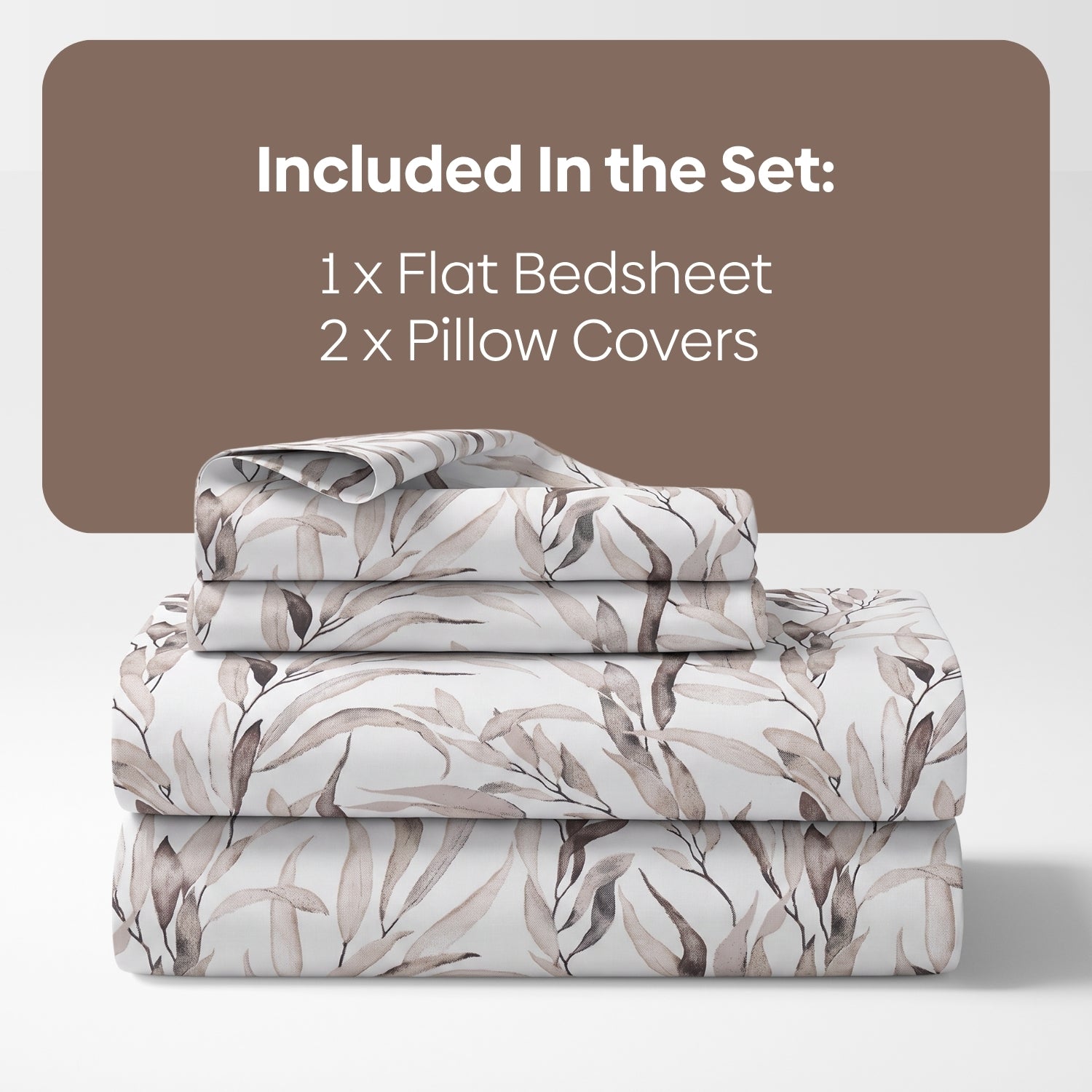Whispering Willow 100% Cotton Double Flat Bedsheet, Beige - 186 TC - Bedsheets | haus & kinder
