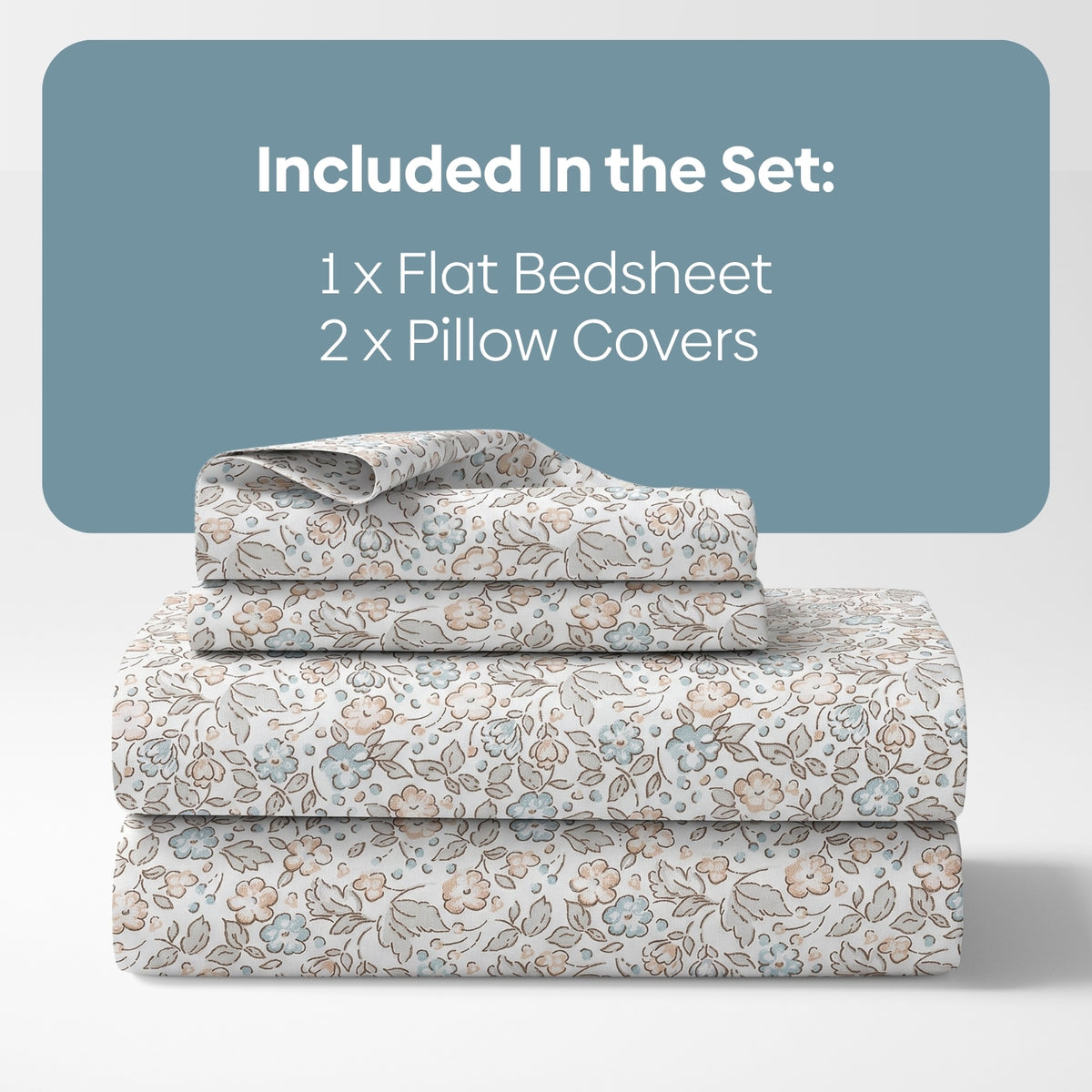 Cottage Calico 100% Cotton Double Flat Bedsheet, Pale Peach - 186 TC - Bedsheets | haus & kinder