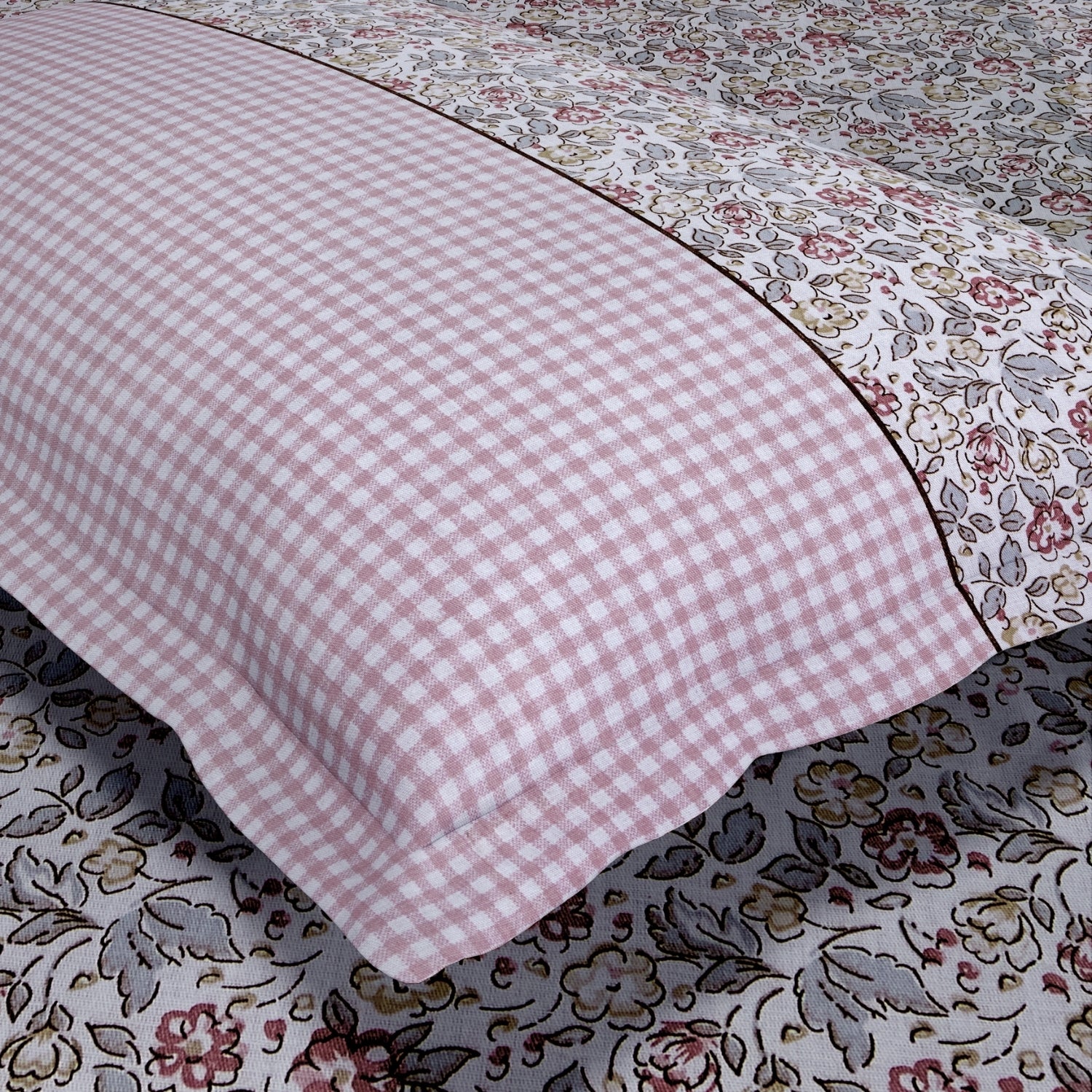 Cottage Calico 100% Cotton Double Flat Bedsheet, Icy Pink - 186 TC - Bedsheets | haus & kinder