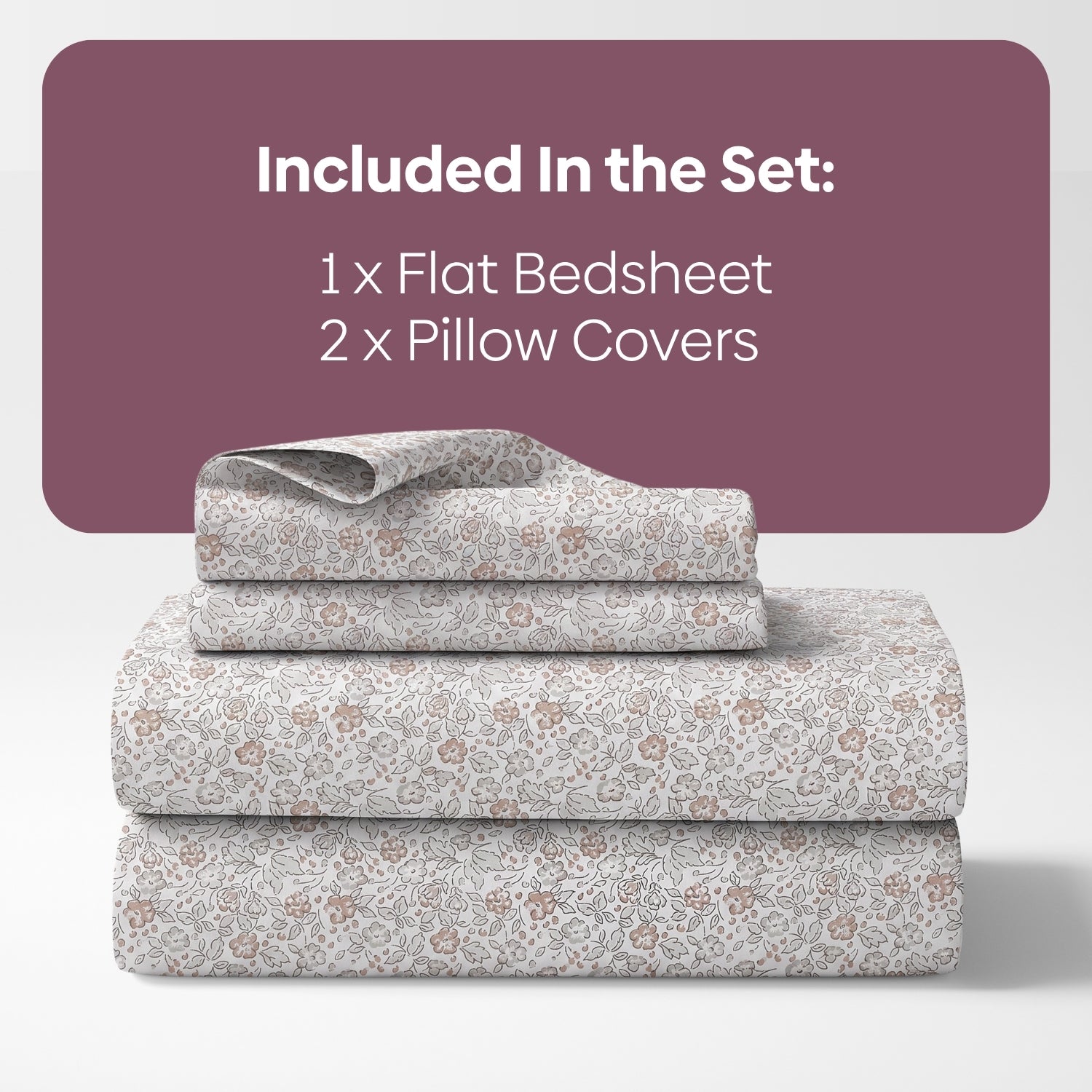 Cottage Calico 100% Cotton Double Flat Bedsheet, Mocha Mousse - 186 TC - Bedsheets | haus & kinder