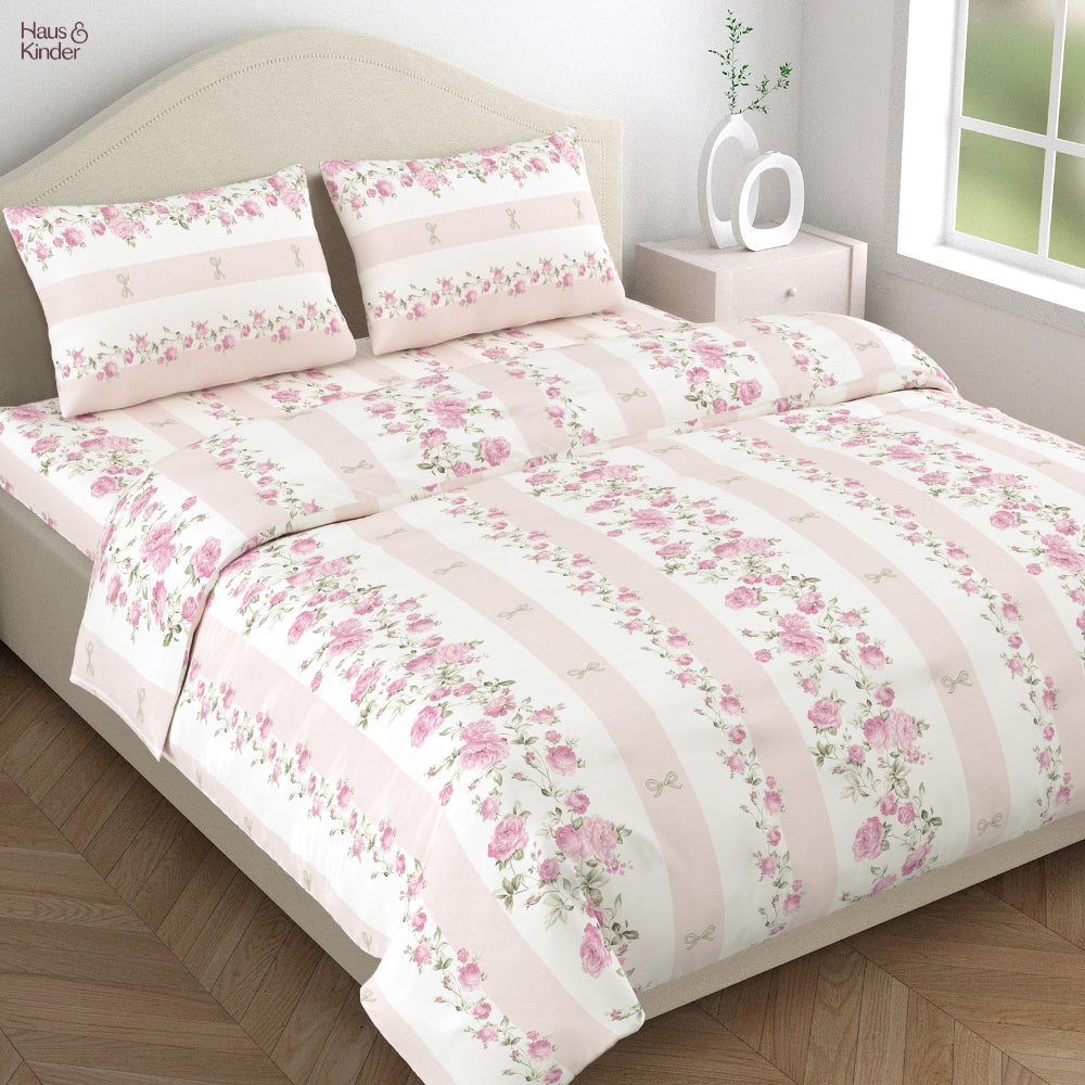Celebration Gift Set of 7- Bed Sheet & Towel Set, Pink
