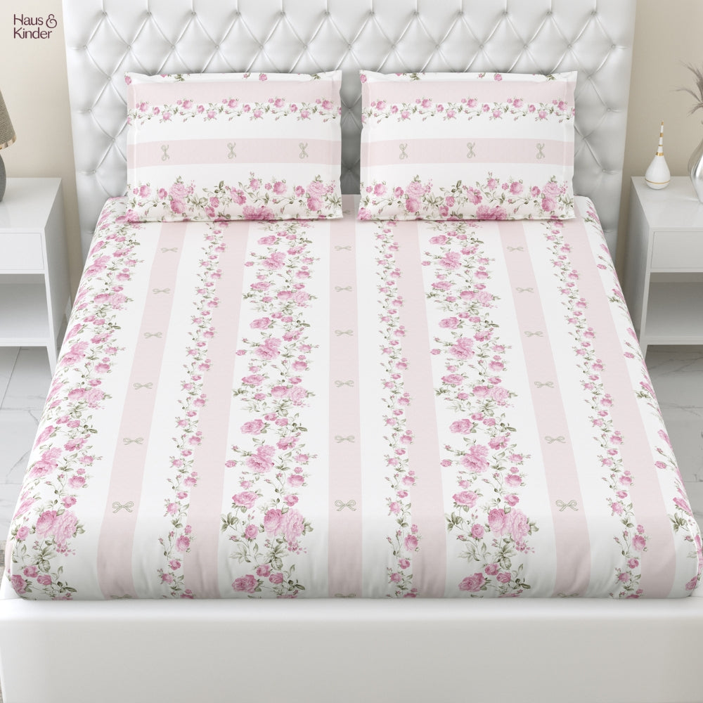 Celebration Gift Set of 7- Bed Sheet & Towel Set, Pink