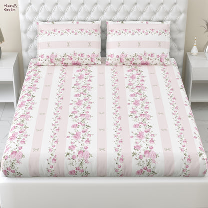 Celebration Gift Set of 7- Bed Sheet & Towel Set, Pink