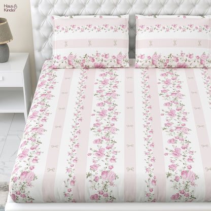 Celebration Gift Set of 7- Bed Sheet & Towel Set, Pink