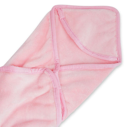 Super Soft Plush Baby hooded Flannel Blanket, Baby Pink