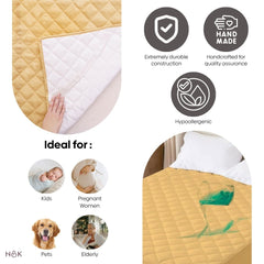 Hush Layer Quilted Small Mattress Protector, Beige- (150 GSM) - Quilted Mattress | haus & kinder