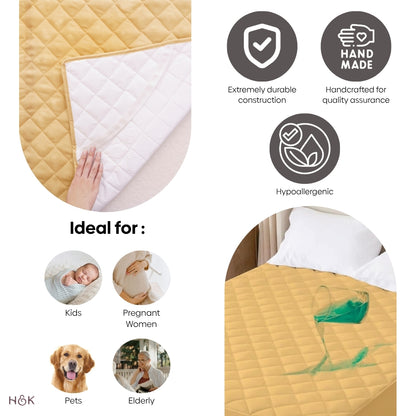 Hush Layer Quilted Small Mattress Protector, Beige- (150 GSM)