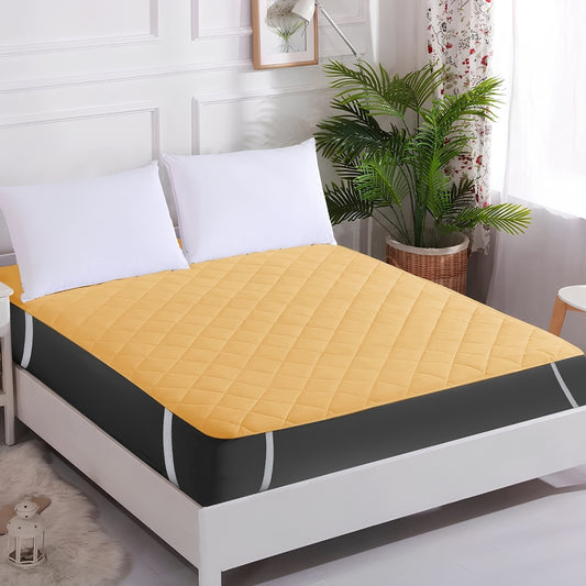 Hush Layer Quilted Small Mattress Protector, Beige- (150 GSM)