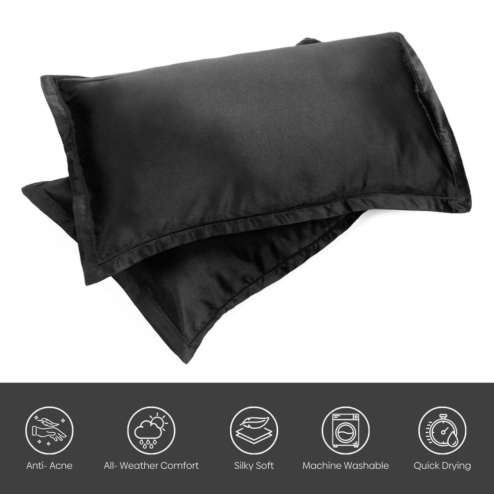 Satin Royale Black Pearl 300TC Satin 2 Pillow Cover