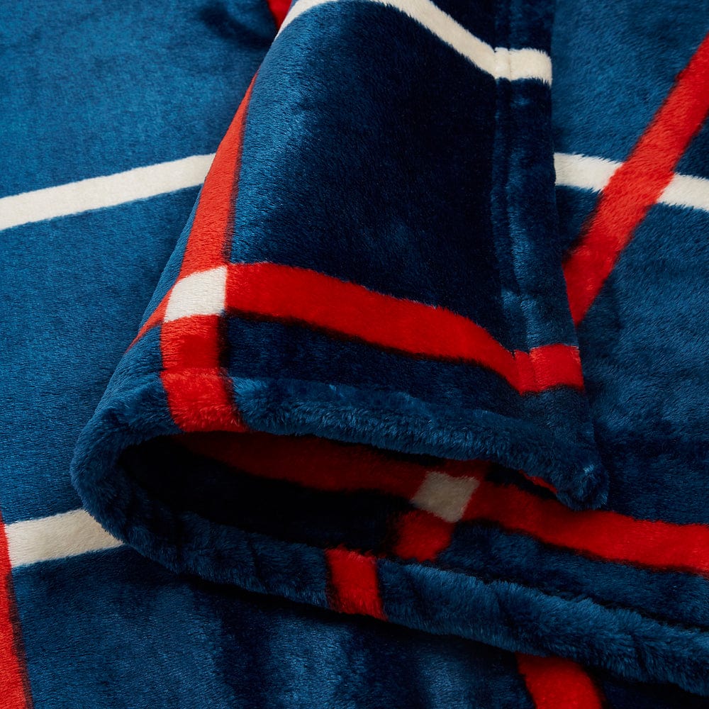 Blue Stripe Printed Reversible Flannel AC / All season Blanket - Double