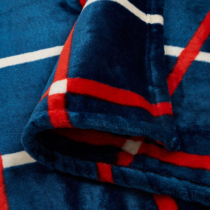 Blue Stripe Printed Reversible Flannel AC / All season Blanket - Double