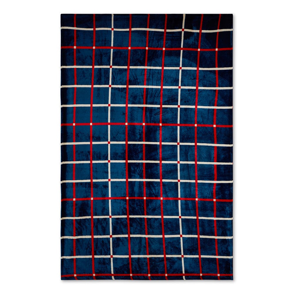 Blue Stripe Printed Reversible Flannel AC / All season Blanket - Double