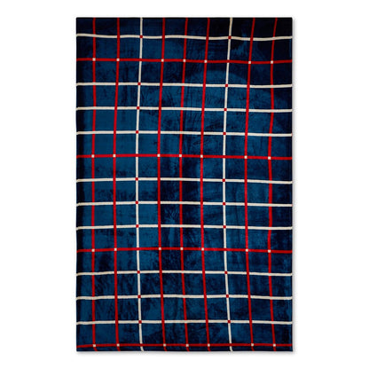 Blue Stripe Printed Reversible Flannel AC / All season Blanket - Double