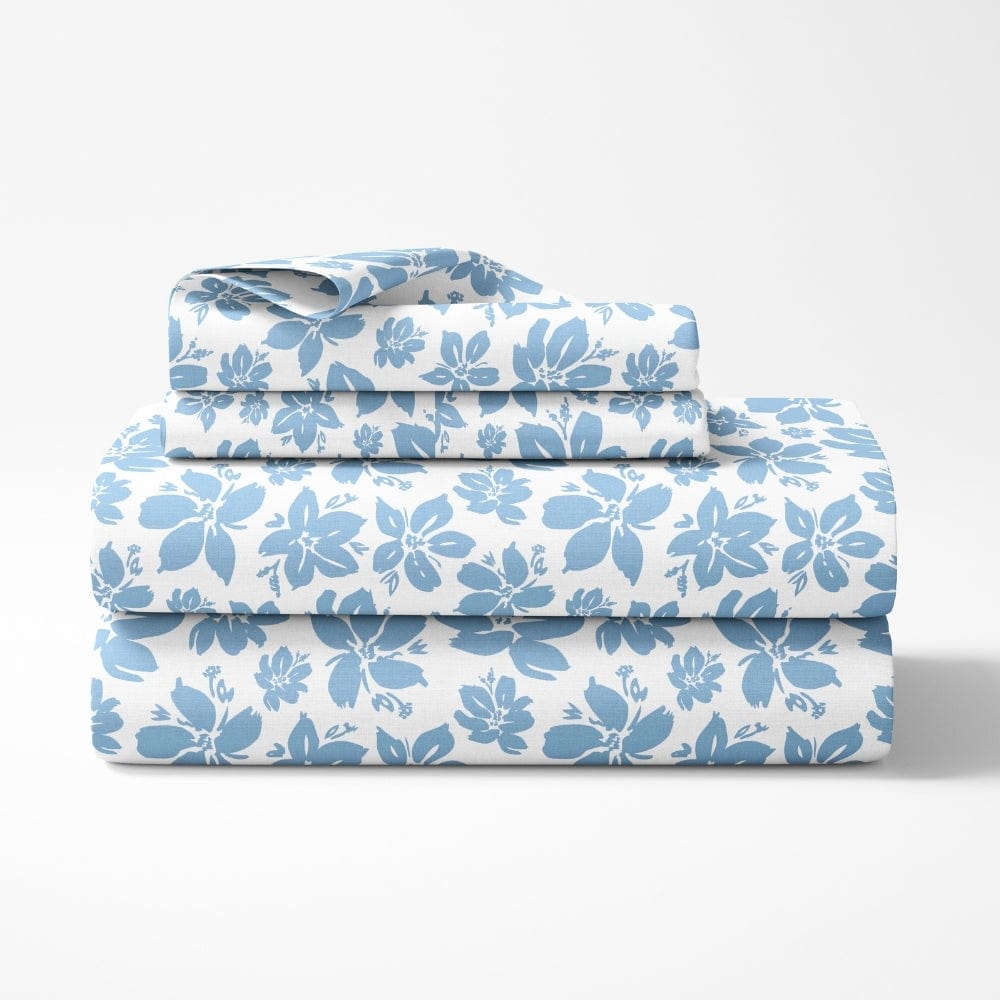 Bluebell Whisper 100% Cotton King Fitted Bedsheet, 144 TC - Bedsheets | haus & kinder