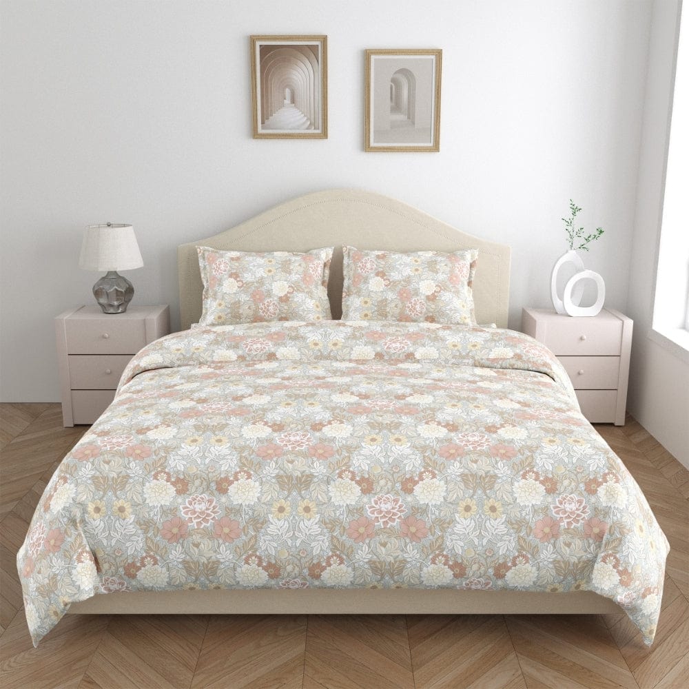 Boho Blossom 100% Cotton Double Size Bedsheet, 144 TC