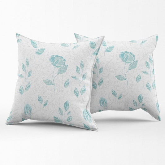 Blooming Roses Aqua Cushion Cover