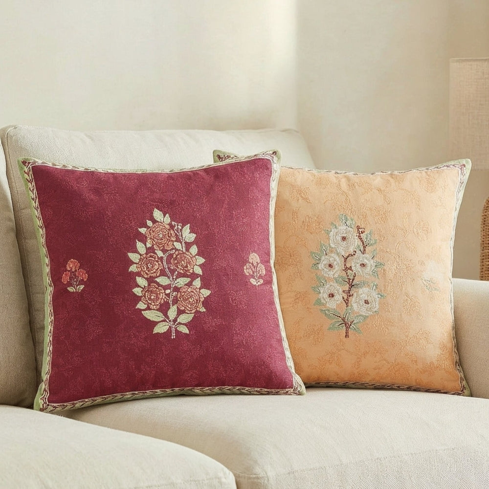 Desert Rose Courtyard 100% Cotton Cushion Covers, Pack of 2