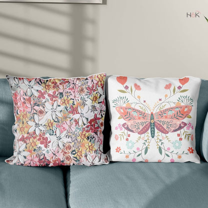 Digital Printed 100% Cotton duck cushion covers, set of 2, Floral Charm