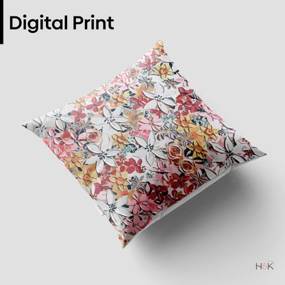 Digital Printed 100% Cotton duck cushion covers, set of 2, Floral Charm