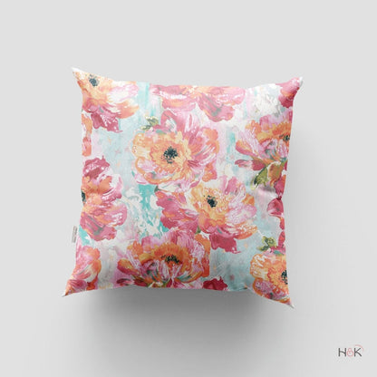 Digital Printed 100% Cotton duck cushion covers, set of 2, Petal & Peonies