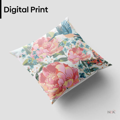 Digital Printed 100% Cotton duck cushion covers, set of 2, Petal & Peonies