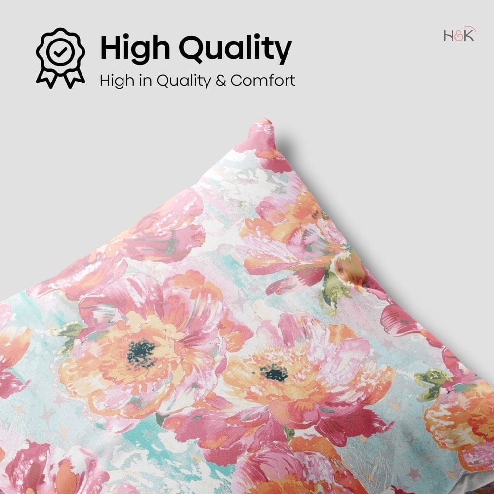 Digital Printed 100% Cotton duck cushion covers, set of 2, Petal & Peonies