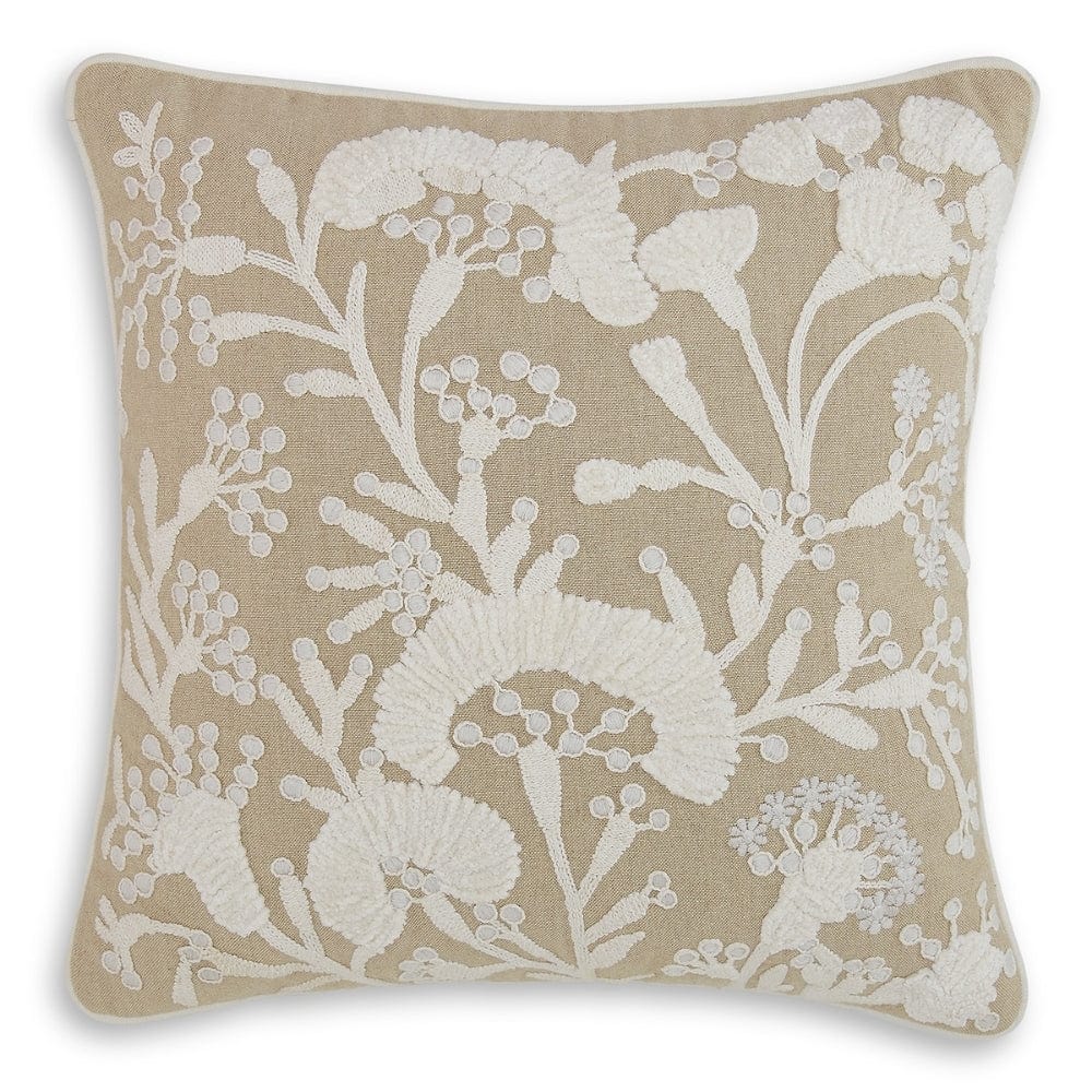 Embroidered Decorative Cushion Cover, Serene Foliage Bunch