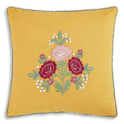 Embroidered Decorative Cushion Cover, Golden Bloom