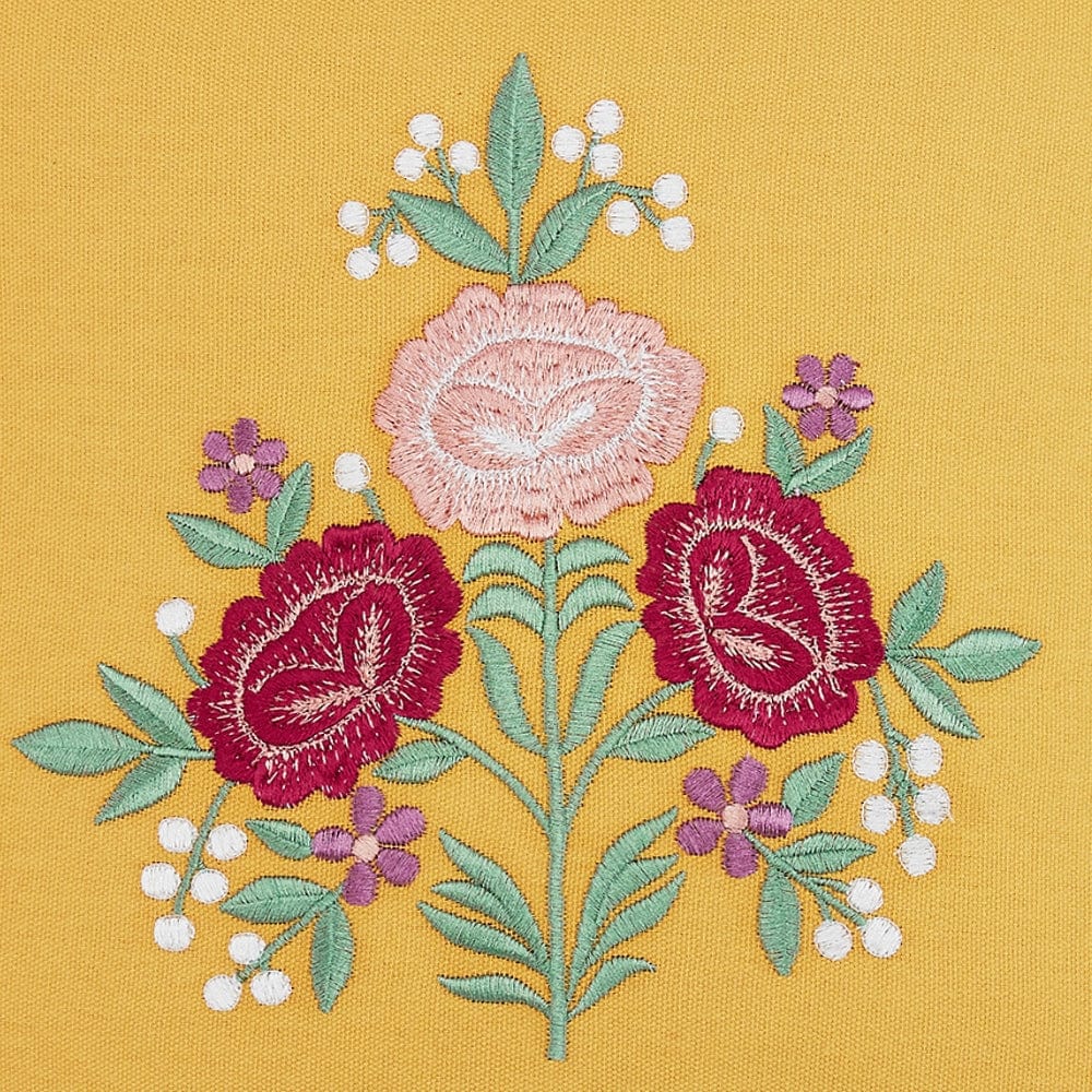 Embroidered Decorative Cushion Cover, Golden Bloom